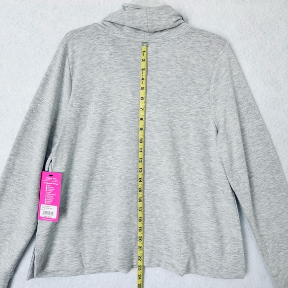 Yogalicious Sweatshirt Womens XL Gray Long Sleeves Cropped Cowl Neck Athleisure - Picture 14 of 15
